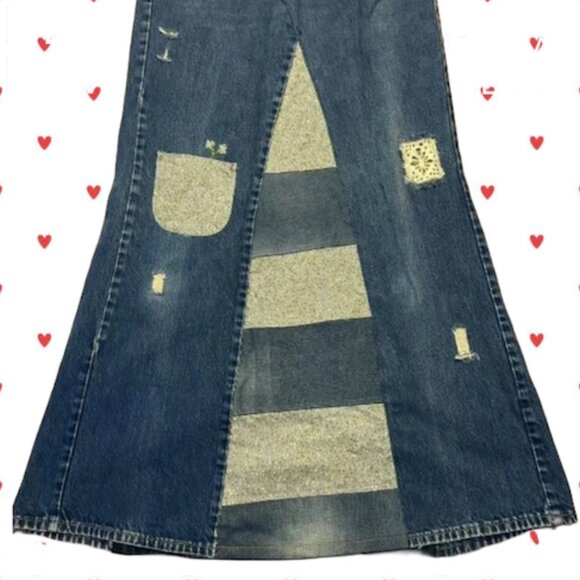 Denim Patchwork Ungaro Maxi Skirt - Picture 3 of 5